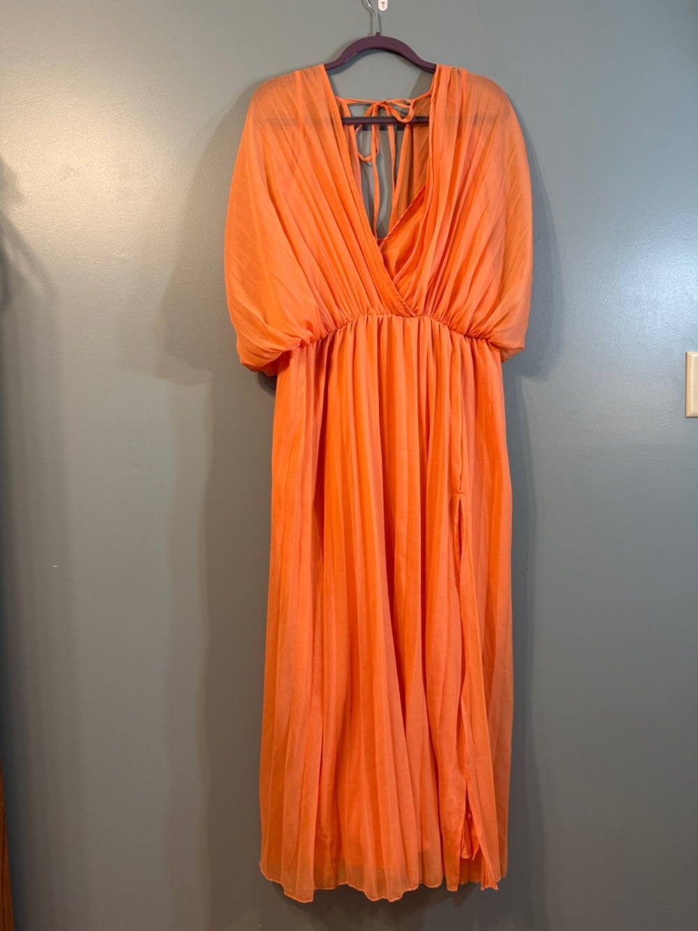 Sculpted Orange Tie-Back Maxi Dress